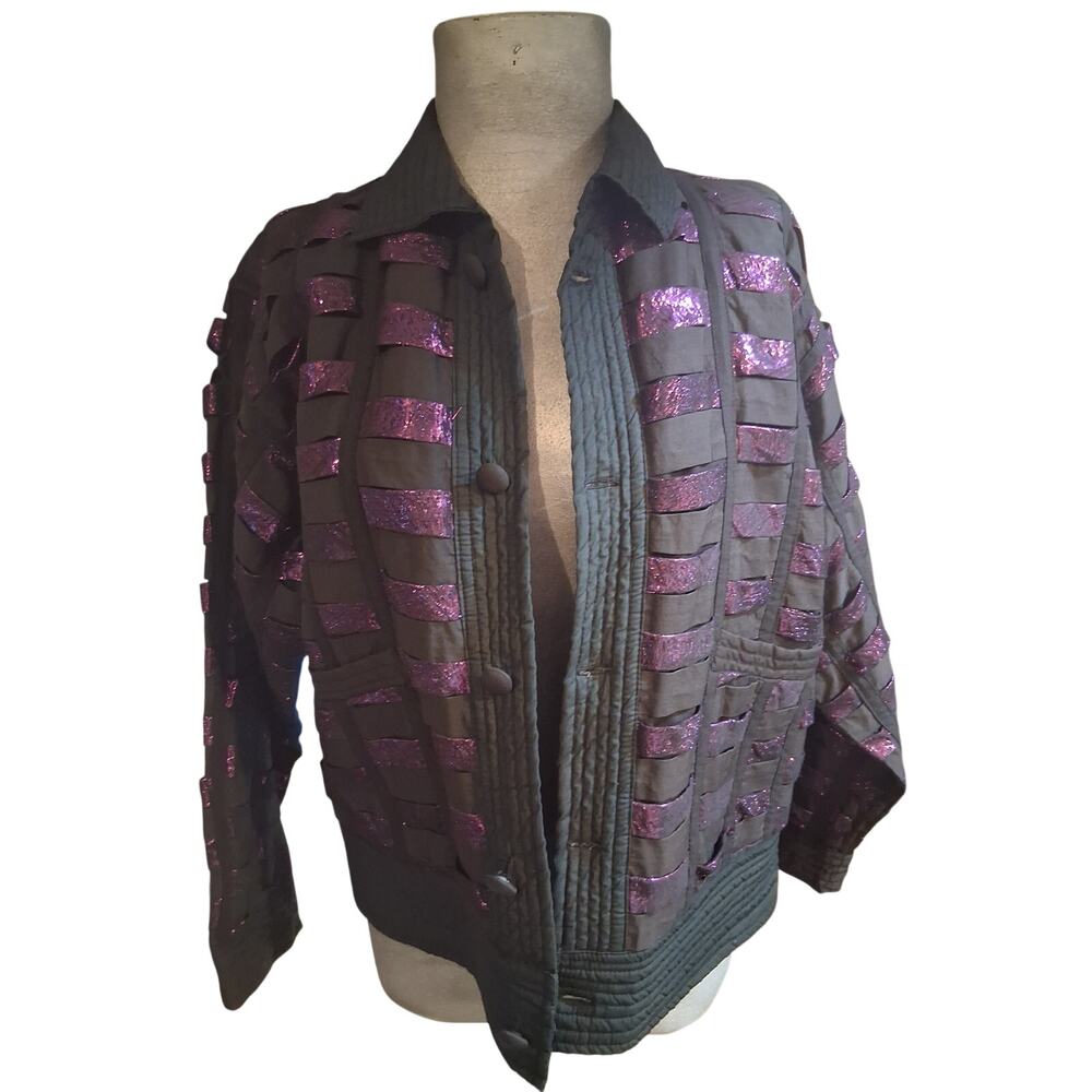Vintage black and purple ribbon coat